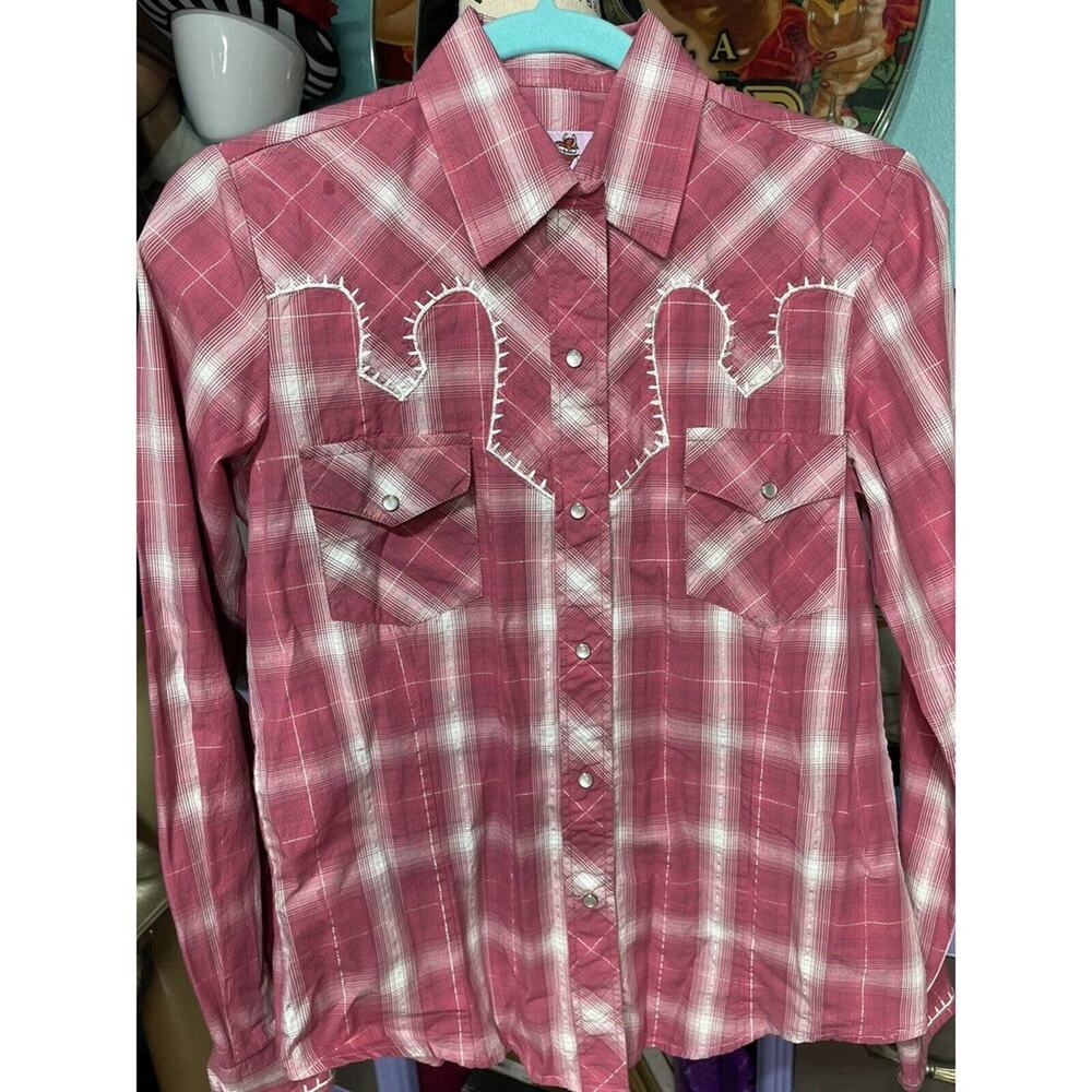 Wired Heart Western Long Sleeve Plaid‎ Button up Shirt Women's Size Small